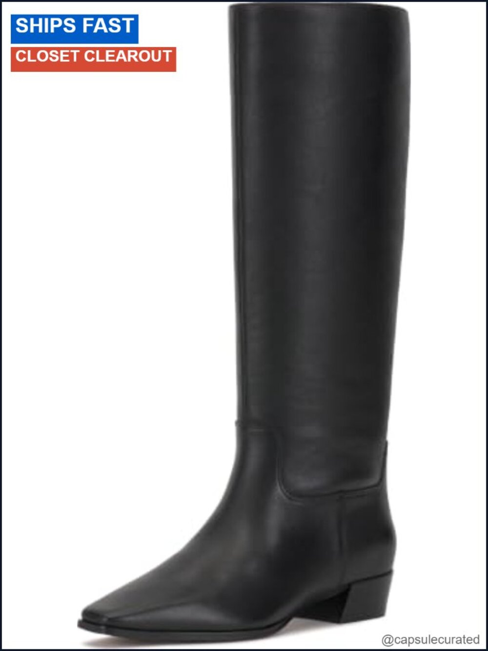 Knee High Boots Almond Toe Block Heel Leather Equestrian Fall